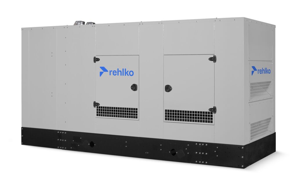 Rehlko 250REZXB natural gas generator with enclosure right side view