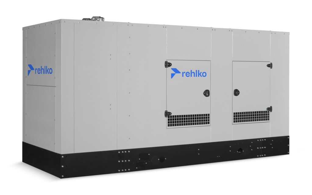 Rehlko 250REZXB natural gas generator with enclosure left side view