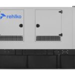 Rehlko 150REOZJF diesel generator front view with enclosure
