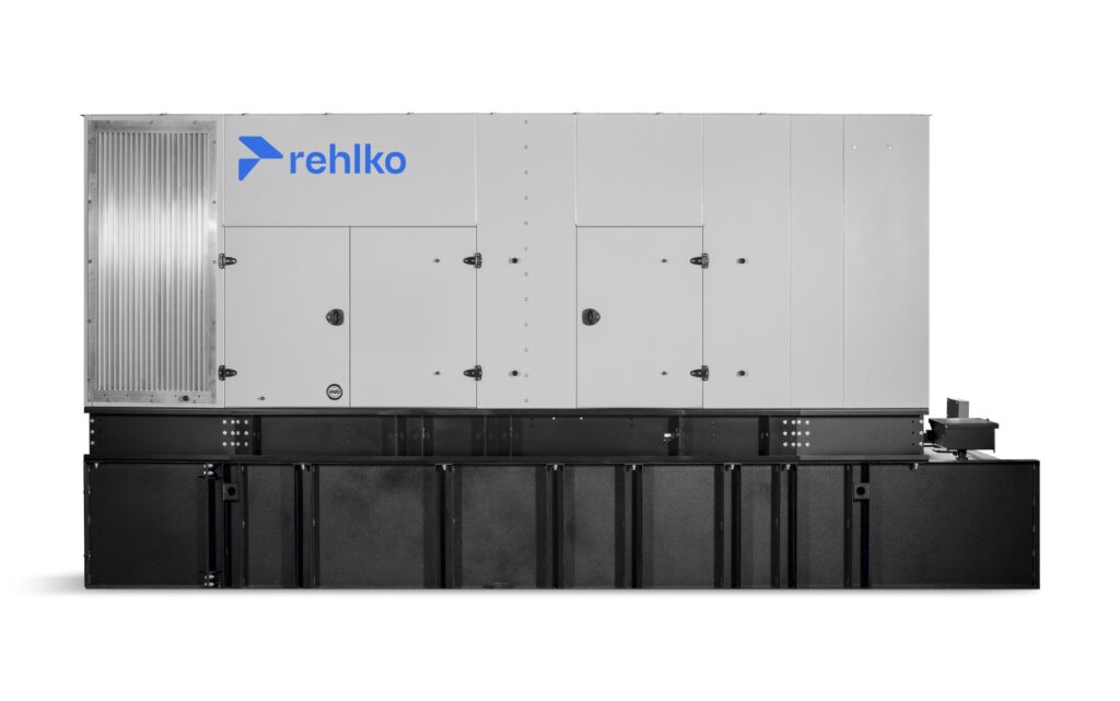 Rehlko 500REOZVC diesel generator front view with enclosure