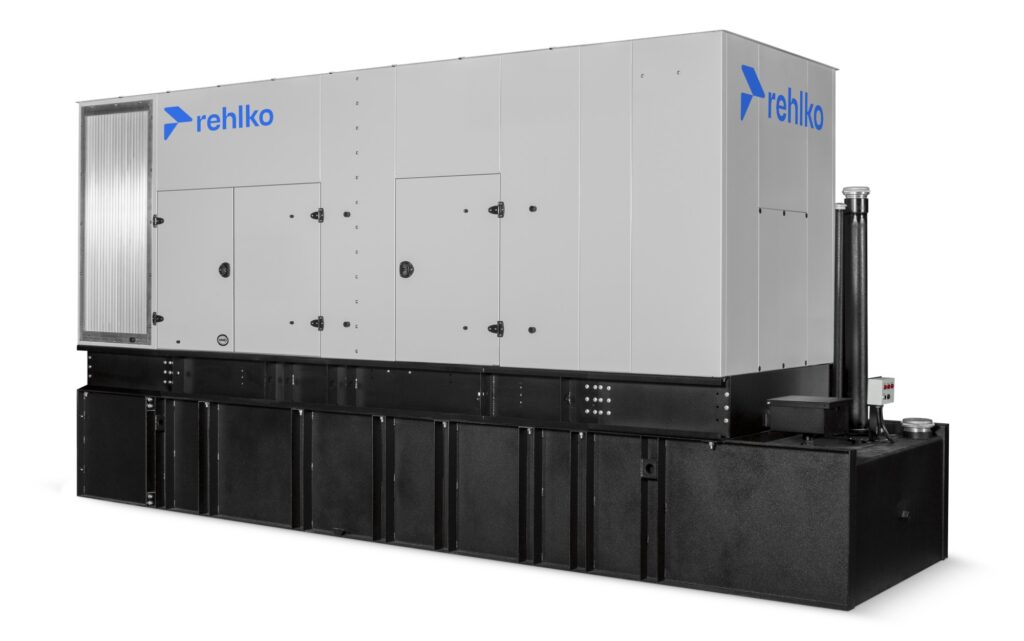 Rehlko 500REOZVC diesel generator with enclosure left view