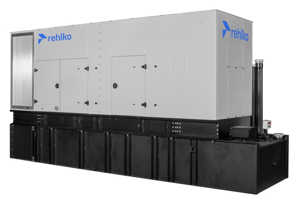 Rehlko 600REOZVB diesel generator with enclosure left view