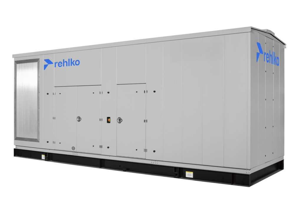 Rehlko KD1000 diesel generator with enclosure left view