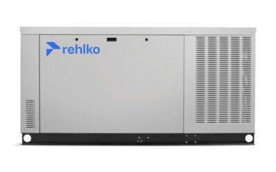 Rehlko 25CCL natural gas generator with enclosure front view