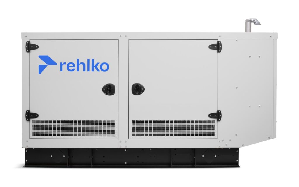 Rehlko KG50 natural gas generator with enclosure front view