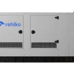Rehlko KG100 natural gas generator with enclosure front view