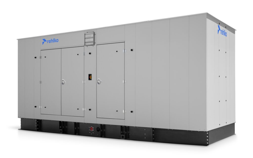 Rehlko 300REZXD natural gas generator with enclosure right side view