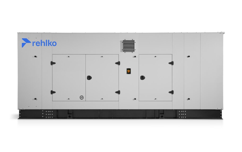 Rehlko 400REOZJD diesel generator front view with enclosure