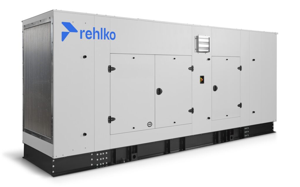 Rehlko 400REOZJD diesel generator with enclosure left view