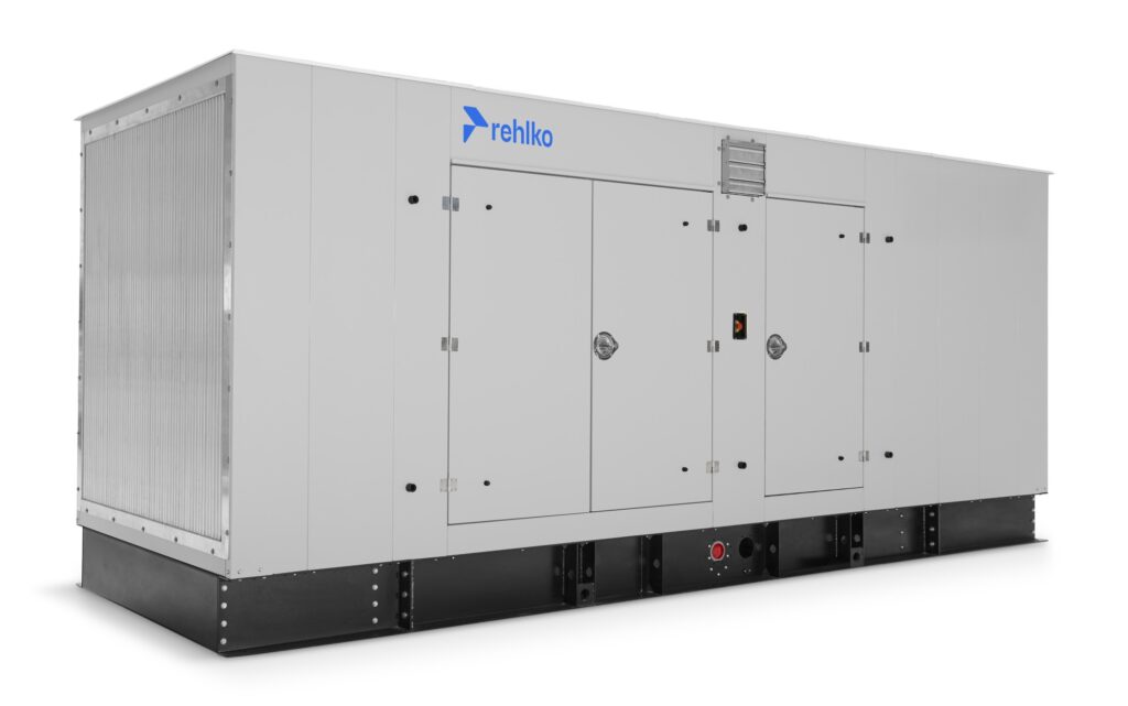 Rehlko 450REZXD natural gas generator with enclosure left side view