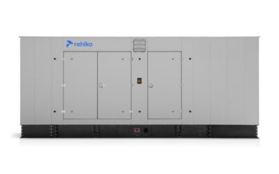 Rehlko 500REZXD natural gas generator with enclosure front view
