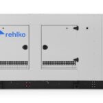 Rehlko KG150 natural gas generator with enclosure front view