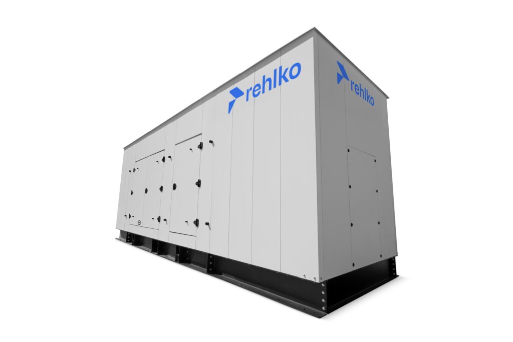 Rehlko KD700 diesel generator with enclosure left view