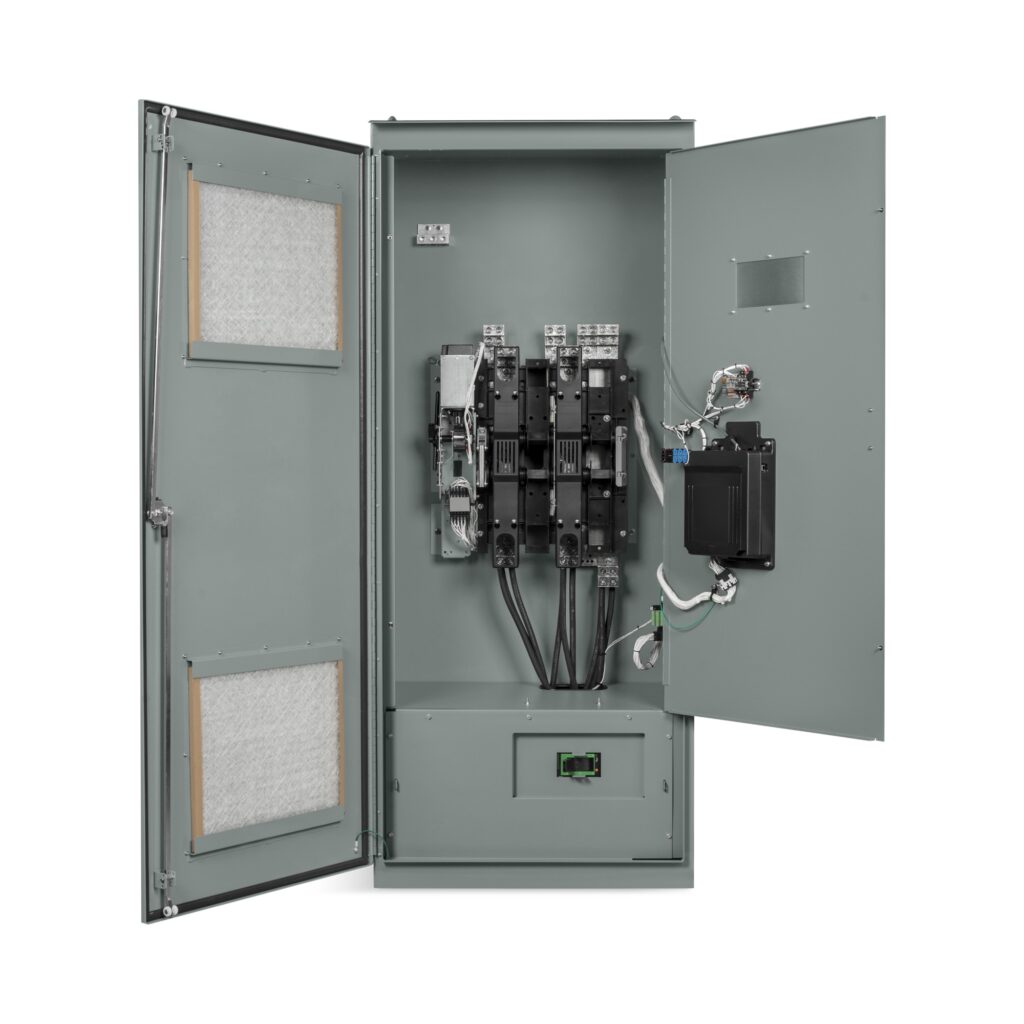 Rehlko KUS series automatic transfer switch front view door open