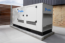 Close up photo of Rehlko generator on concrete slab