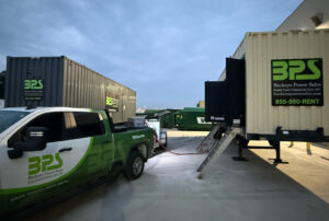 BPS generator rentals and BPS truck at a job site