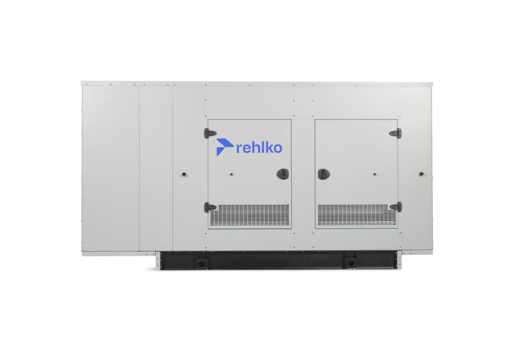 Rehlko KD180 diesel generator with enclosure front view