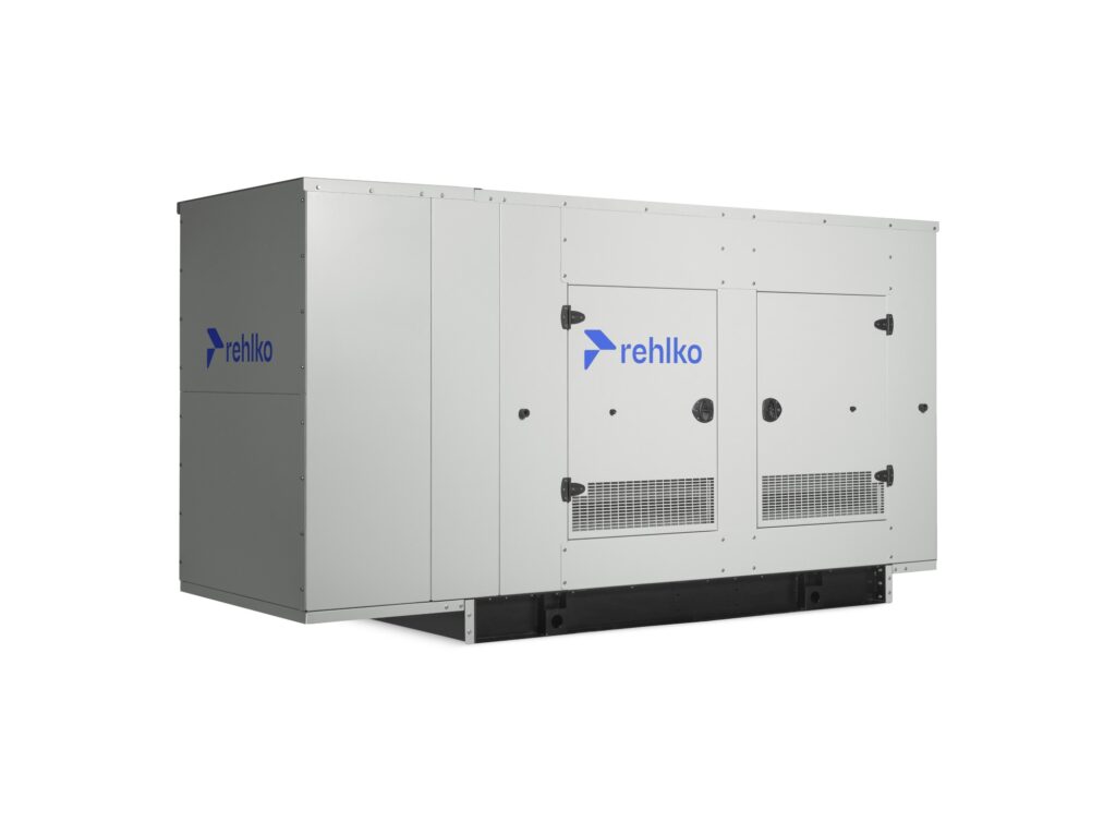 Rehlko KD180 diesel generator with enclosure left side view