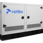 Rehlko KG25 natural gas generator with enclosure left side view